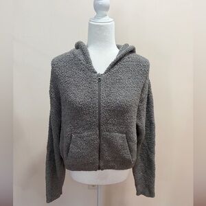 Skims Smoke Gray Long Sleeve Cozy Knit Full Zip Hoodie Top Sz. L/XL